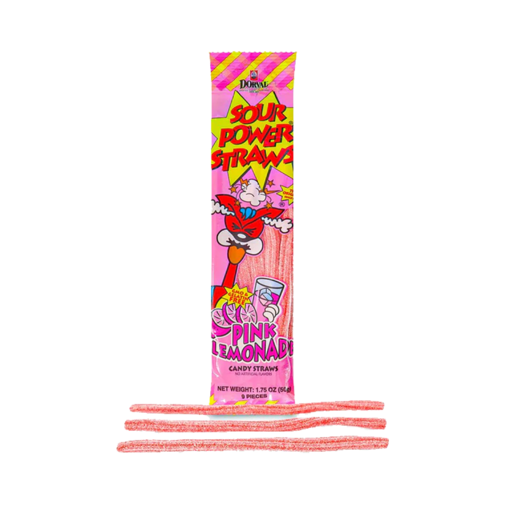 Sour Power // Pink Lemonade Candy Straws 50g | Confectionery