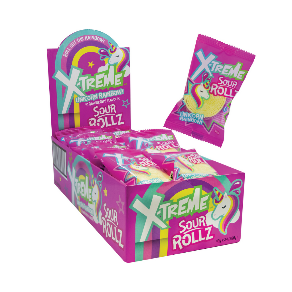 Xtreme Sour Rollz // Unicorn Rainbow 40g | Confectionery